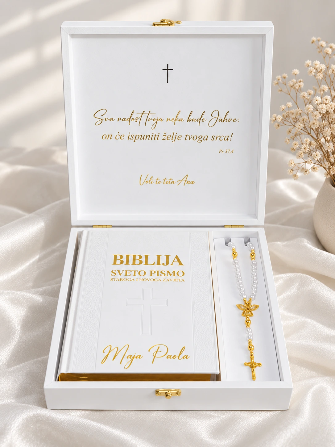 Premium Biblija set s Biblijom i krunicom